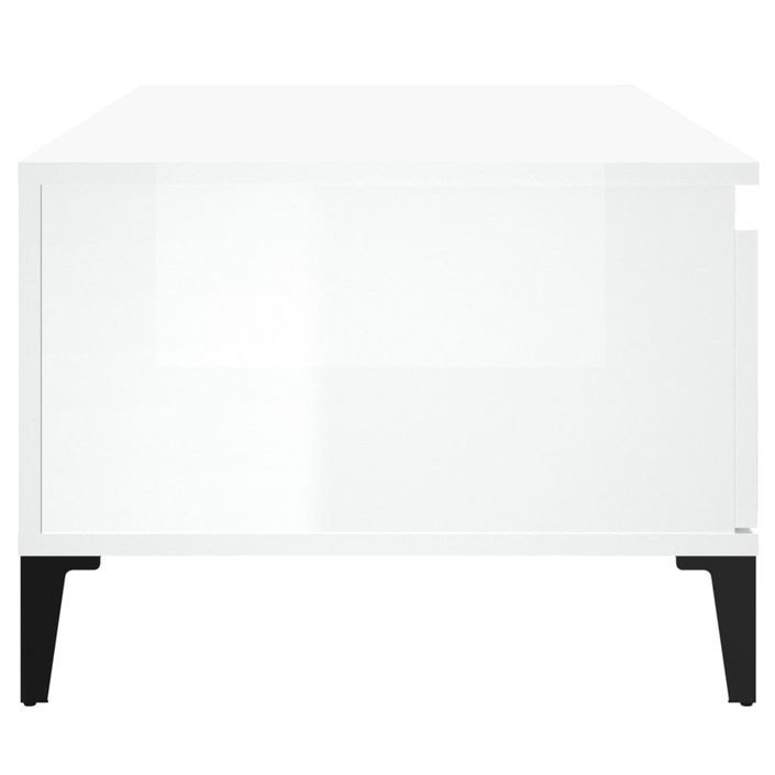 Table basse Blanc brillant 90x50x36,5 cm Bois d'ingénierie - Photo n°8