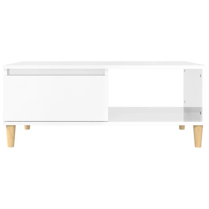 Table basse Blanc brillant 90x50x36,5 cm Bois d'ingénierie - Photo n°5