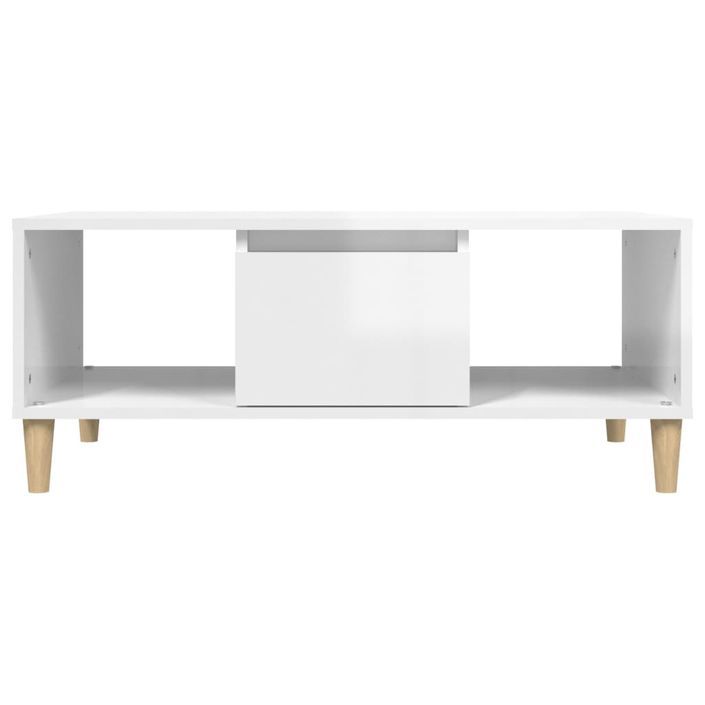 Table basse Blanc brillant 90x50x36,5 cm Bois d'ingénierie - Photo n°7