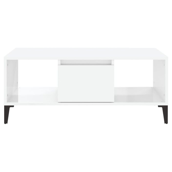 Table basse Blanc brillant 90x50x36,5 cm Bois d'ingénierie - Photo n°5