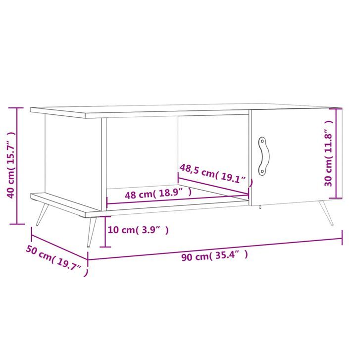 Table basse Blanc brillant 90x50x40 cm Bois d'ingénierie - Photo n°10