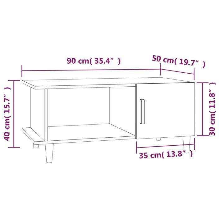 Table basse Blanc brillant 90x50x40 cm Bois d'ingénierie - Photo n°7