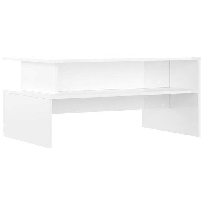 Table basse blanc brillant 90x55x42,5 cm bois d'ingénierie - Photo n°1