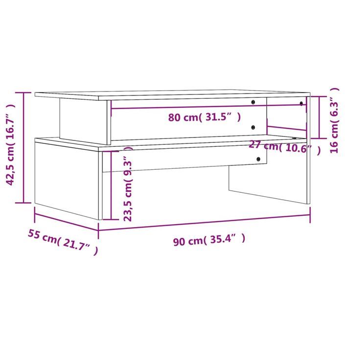 Table basse blanc brillant 90x55x42,5 cm bois d'ingénierie - Photo n°9