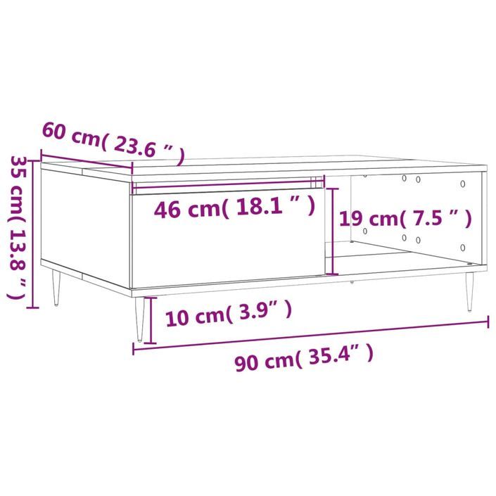 Table basse blanc brillant 90x60x35 cm bois d'ingénierie - Photo n°11