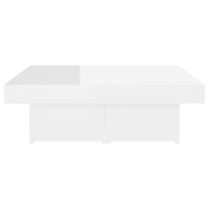 Table basse Blanc brillant 90x90x28 cm - Photo n°6