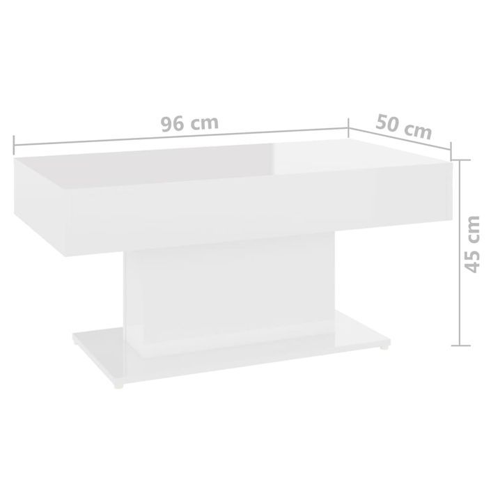 Table basse Blanc brillant 96x50x45 cm - Photo n°6