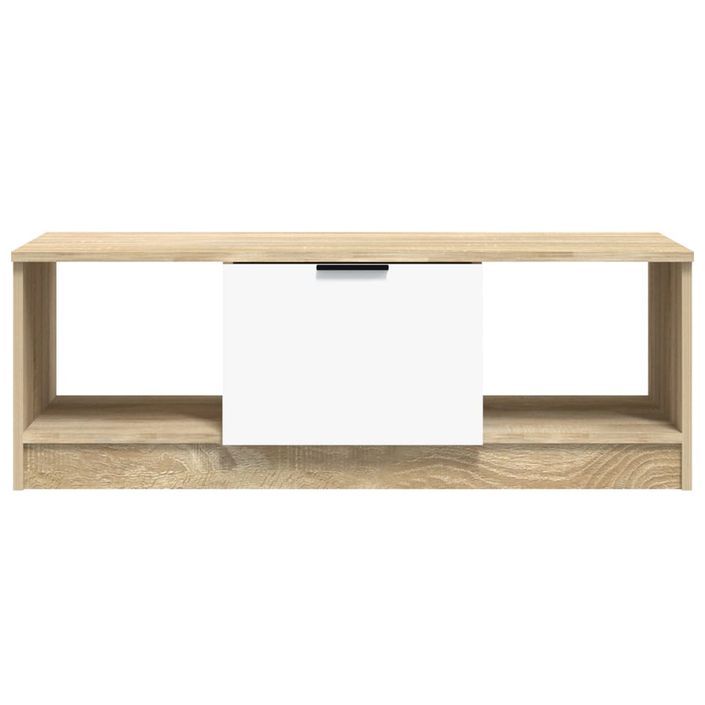 Table basse Blanc et chêne sonoma 102x50x36cm Bois d'ingénierie - Photo n°3