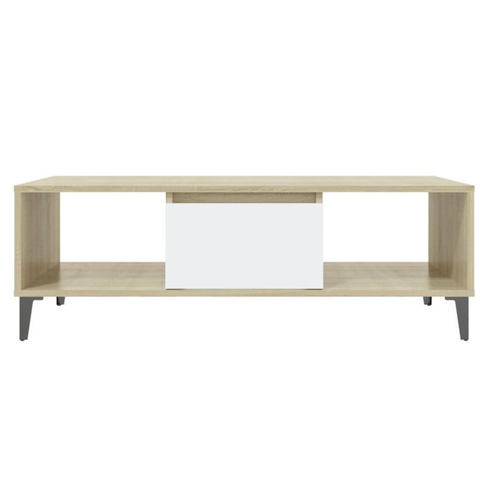 Table basse Blanc et chêne sonoma 103,5x60x35 cm - Photo n°5