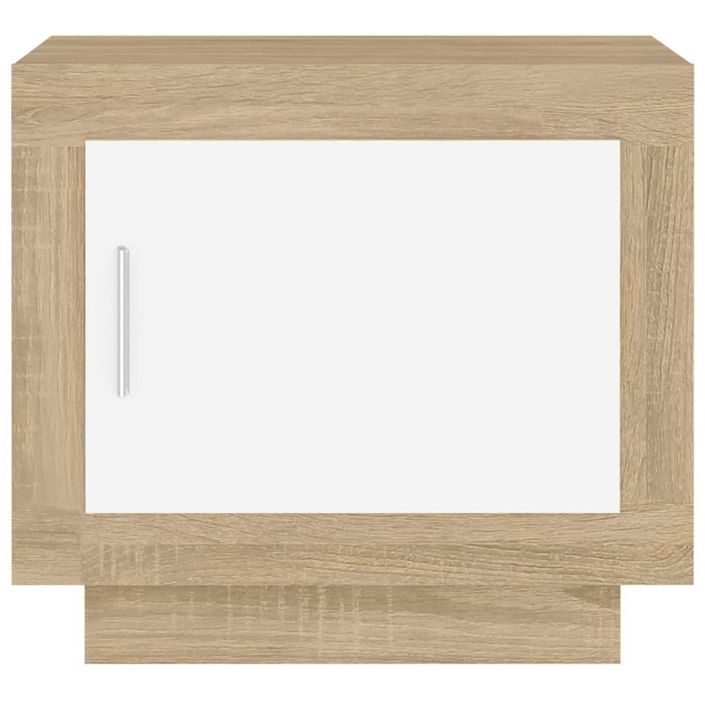 Table basse Blanc et chêne sonoma 51x50x45 cm Bois d'ingénierie - Photo n°3