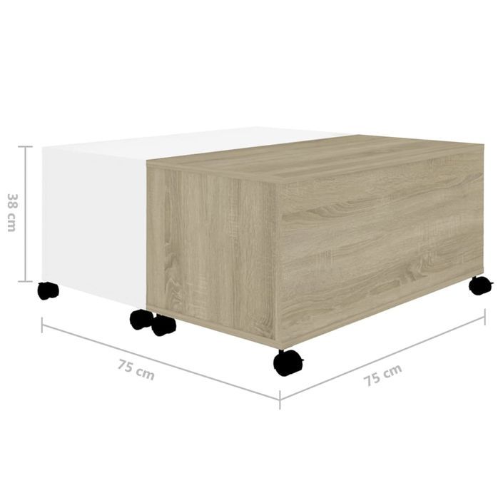 Table basse Blanc et chêne sonoma 75x75x38 cm - Photo n°8