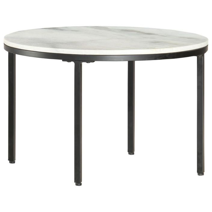 Table basse Blanc et noir Ø65 cm Marbre solide véritable - Photo n°1