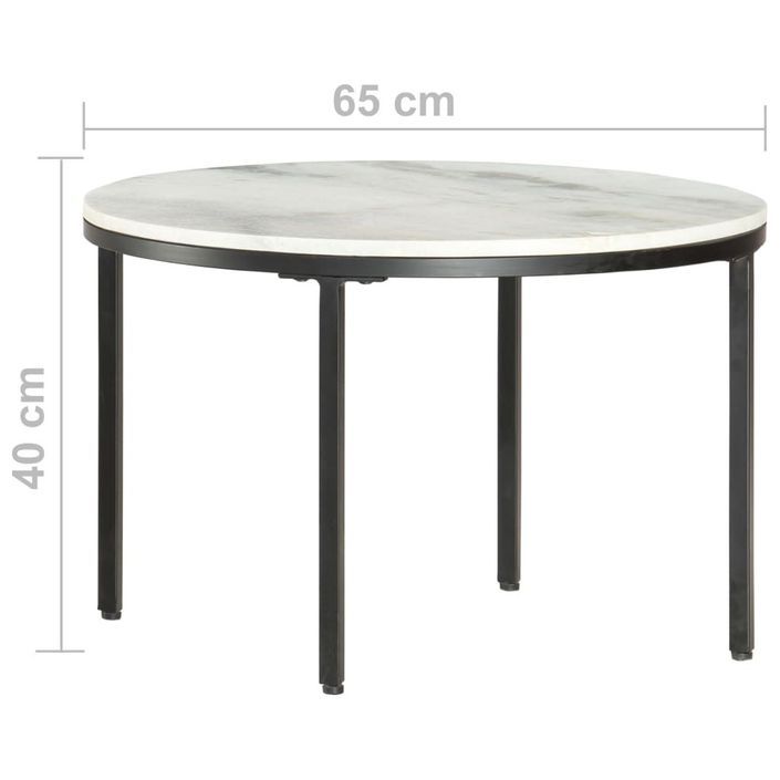 Table basse Blanc et noir Ø65 cm Marbre solide véritable - Photo n°4