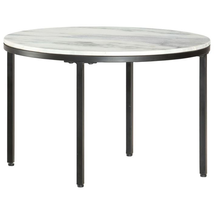 Table basse Blanc et noir Ø65 cm Marbre solide véritable - Photo n°5