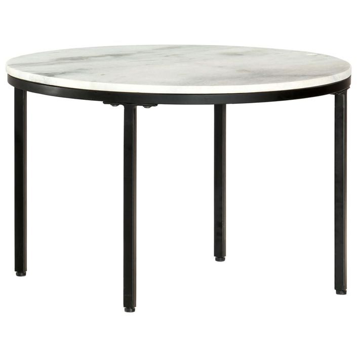 Table basse Blanc et noir Ø65 cm Marbre solide véritable - Photo n°8