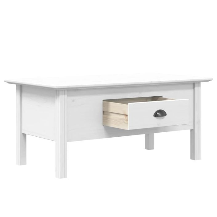 Table basse BODO blanc 100x55x45 cm bois de pin massif - Photo n°4