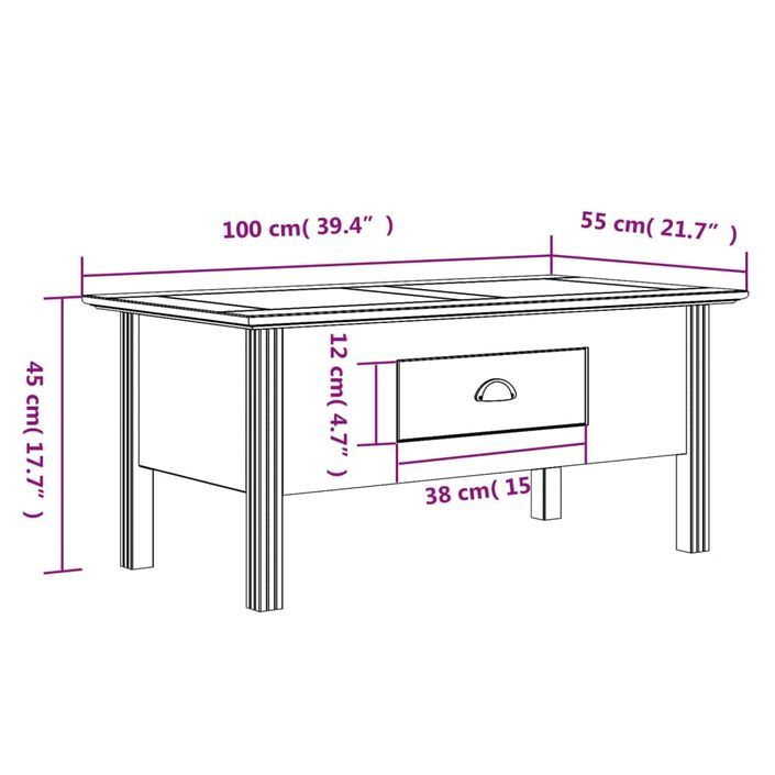 Table basse BODO blanc 100x55x45 cm bois de pin massif - Photo n°8