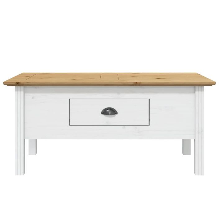 Table basse BODO blanc et marron 100x55x45cm bois de pin massif - Photo n°3