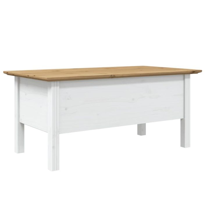 Table basse BODO blanc et marron 100x55x45cm bois de pin massif - Photo n°6