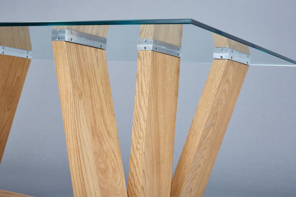 Table basse bois chêne clair et plateau verre Nellah 110 cm - Photo n°2