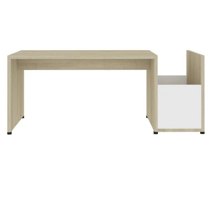 Table basse bois chêne sonoma et blanc Tessia 90 cm - Photo n°2