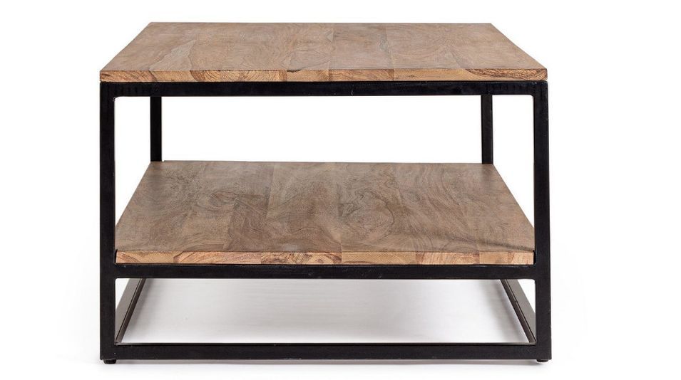 Table basse bois clair de Sheesham et acier noir Klazik 118 cm - Photo n°3