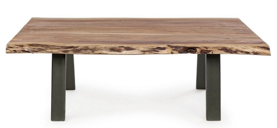Table basse bois d'acacia et pieds acier gris Denia 115 cm - Photo n°2