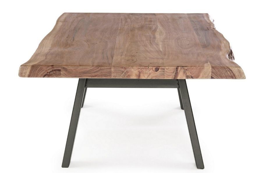 Table basse bois d'acacia et pieds acier gris Denia 115 cm - Photo n°4