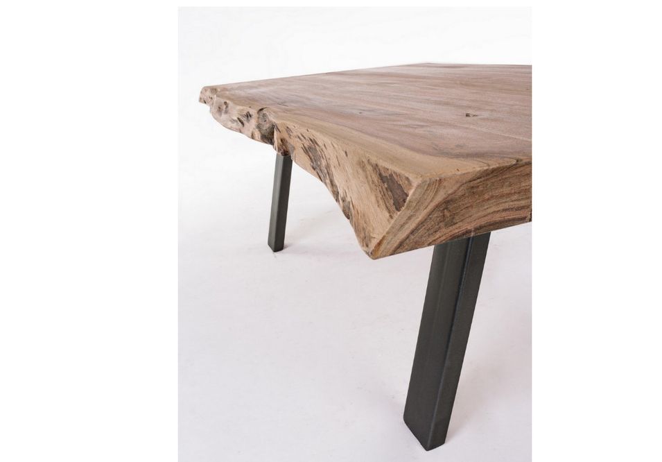 Table basse bois d'acacia et pieds acier gris Denia 115 cm - Photo n°6
