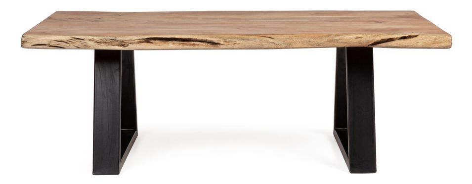 Table basse bois d'acacia et pieds acier noir Amaly 115 cm - Photo n°2