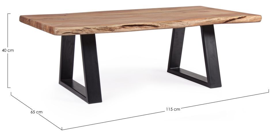 Table basse bois d'acacia et pieds acier noir Amaly 115 cm - Photo n°3