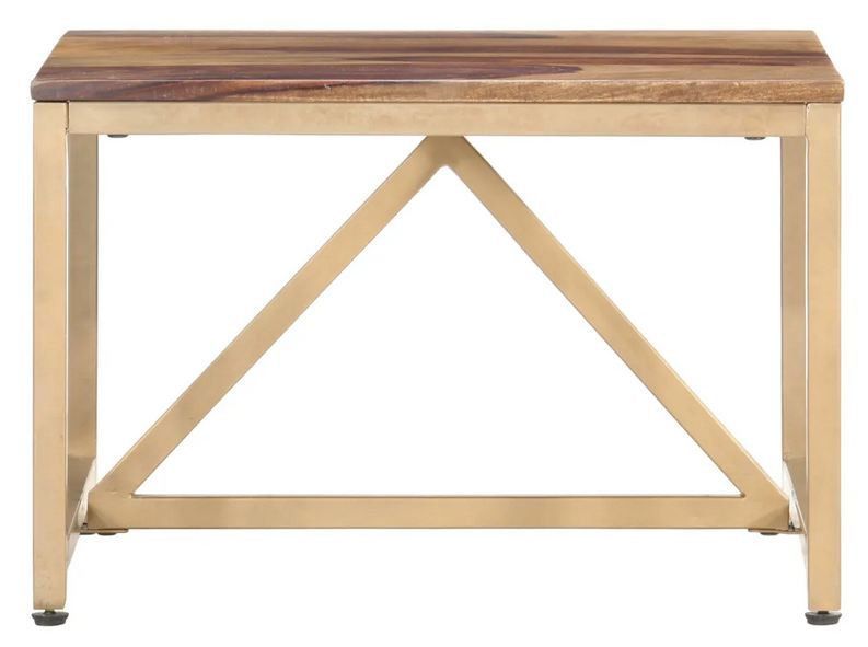 Table basse bois massif clair et pieds métal doré Antem 60 cm - Photo n°2