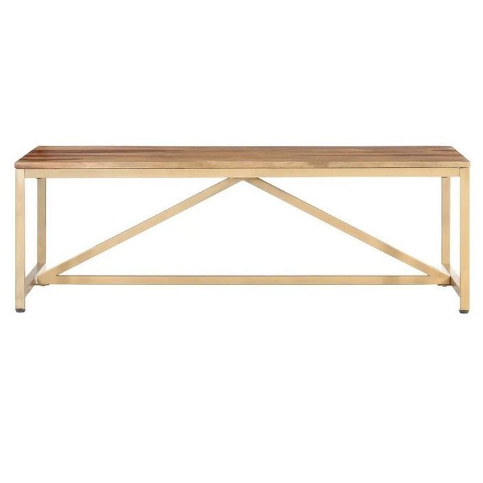 Table basse bois massif clair et pieds métal laiton Silou - Photo n°2