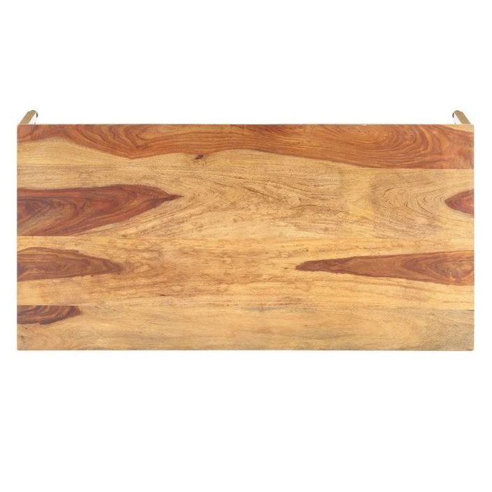 Table basse bois massif clair et pieds métal laiton Silou - Photo n°3