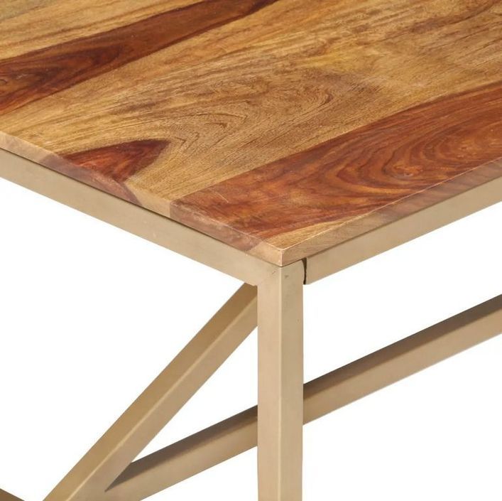 Table basse bois massif clair et pieds métal laiton Silou - Photo n°4