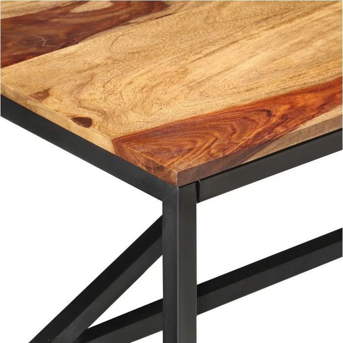Table basse bois massif clair et pieds métal noir Silou - Photo n°4