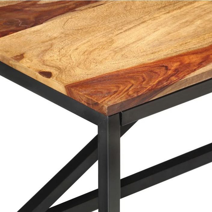 Table basse bois massif clair et pieds métal noir Antem 60 cm - Photo n°5