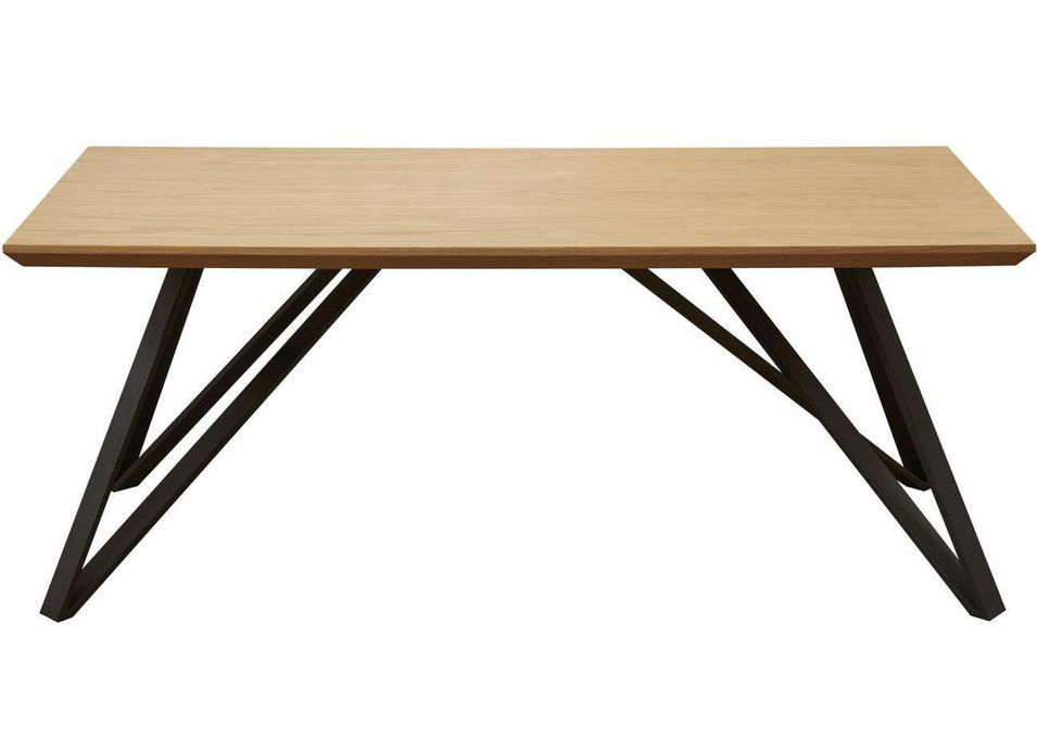 Table basse bois massif clair et pieds métal noir Moritz 120 cm - Photo n°1