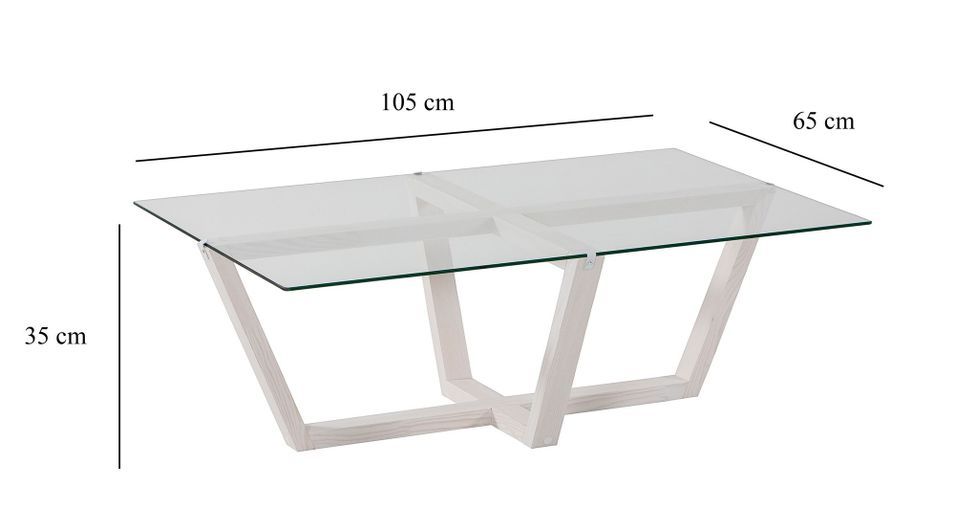 Table basse bois massif de pin blanc et verre trempé Mouka 105 cm - Photo n°4
