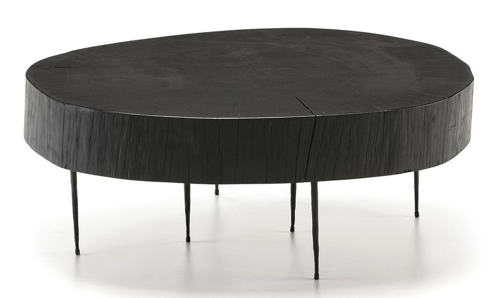Table basse bois massif et pieds métal noir 105 cm - Photo n°1