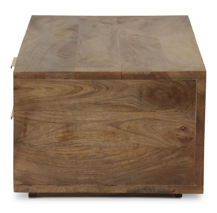 Table basse bois massif foncé et métal doré Orlène 110 cm - Photo n°4