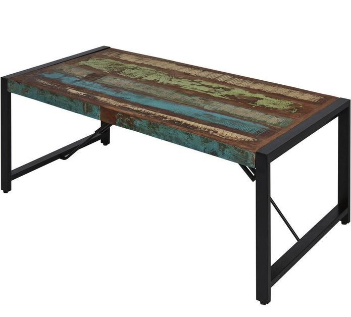 Table basse bois massif recyclé multicolore Limba 120 cm - Photo n°2