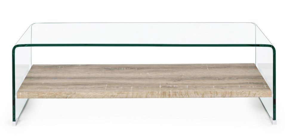 Table basse bois naturel et verre trempé Anya 110 cm - Photo n°2