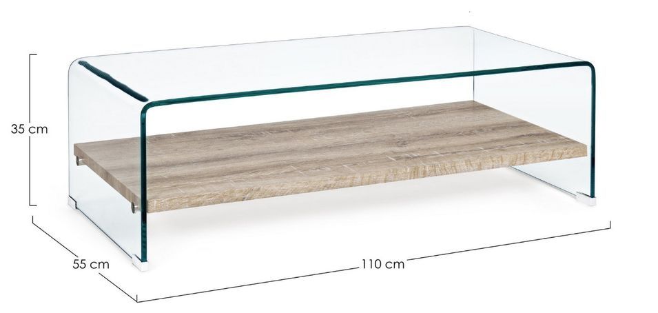 Table basse bois naturel et verre trempé Anya 110 cm - Photo n°5