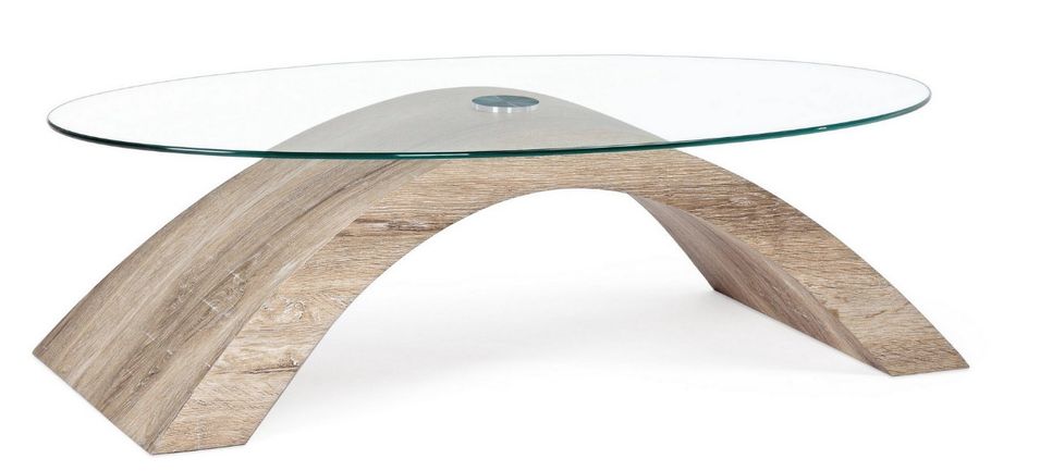 Table basse bois naturel et verre trempé Anya 110 cm 2 - Photo n°2