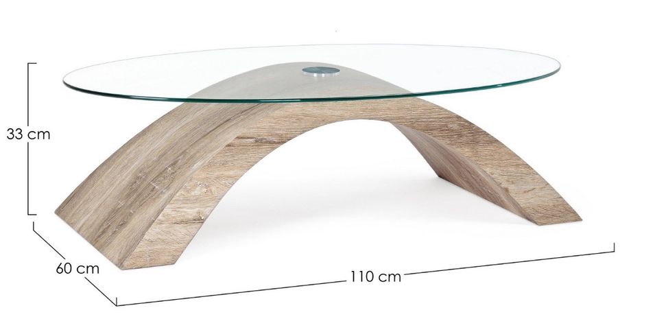 Table basse bois naturel et verre trempé Anya 110 cm 2 - Photo n°5