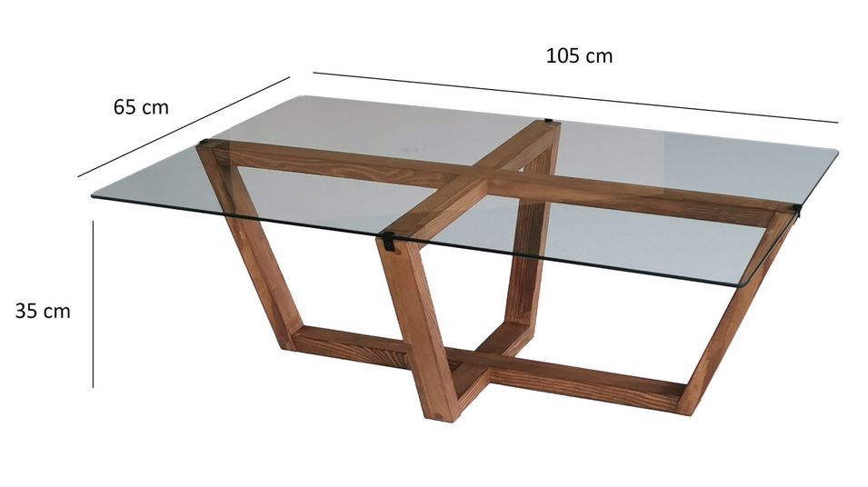 Table basse bois noyer mélaminé et verre trempé Mouka 105 cm - Photo n°8