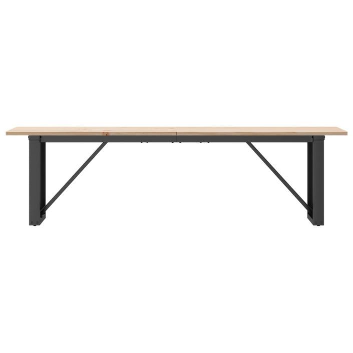 Table basse cadre en O 160x40x45 cm bois de pin massif et fonte - Photo n°4