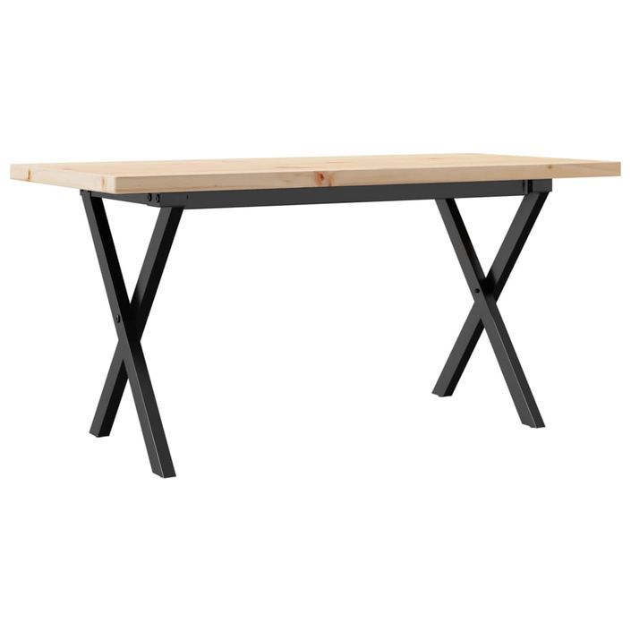 Table basse cadre en X 100x50x45,5 cm bois de pin massif fonte - Photo n°6