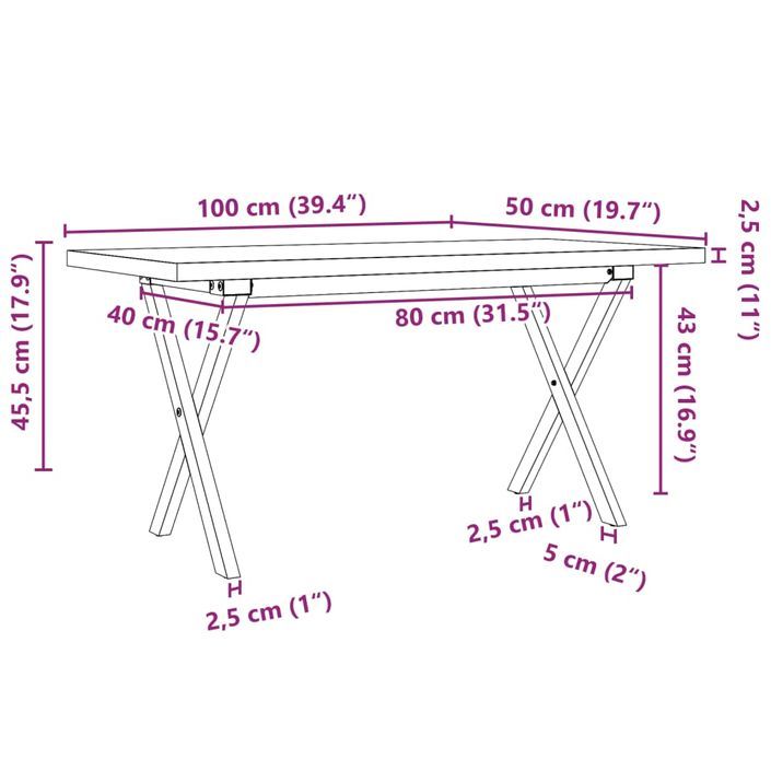 Table basse cadre en X 100x50x45,5 cm bois de pin massif fonte - Photo n°10